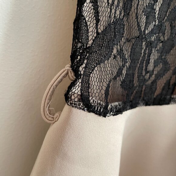 Beige Peplum Top with Black Lace - Picture 6 of 9